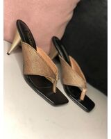 Chaussures à talons en Pagne Tissé et cuir Maron Noir - Christina Diaw